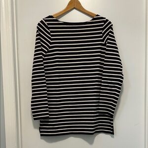 Lands End woman cotton Black and White Striped Long Sleeve Top